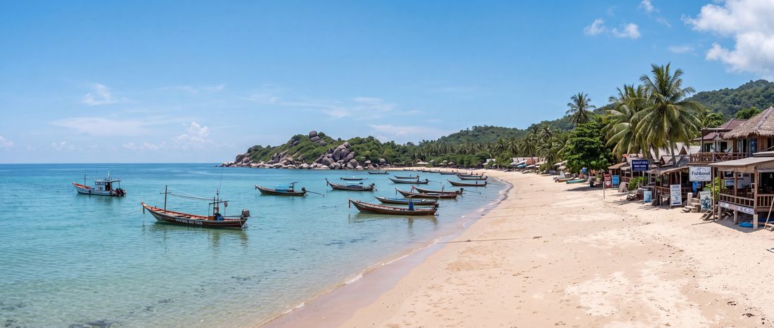 Wide view of Sairee Beach, Koh Tao.