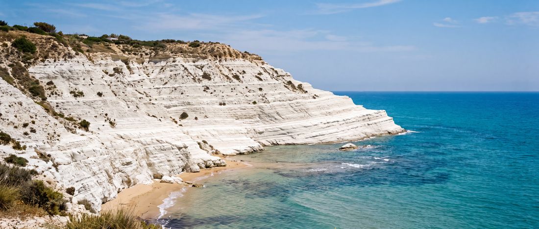 Wide view of Scala dei Turchi, Sicily.