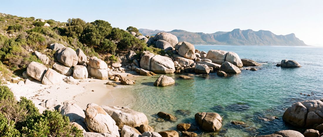 Wide view of Seaforth Beach, Simon's Town, Western Cape.