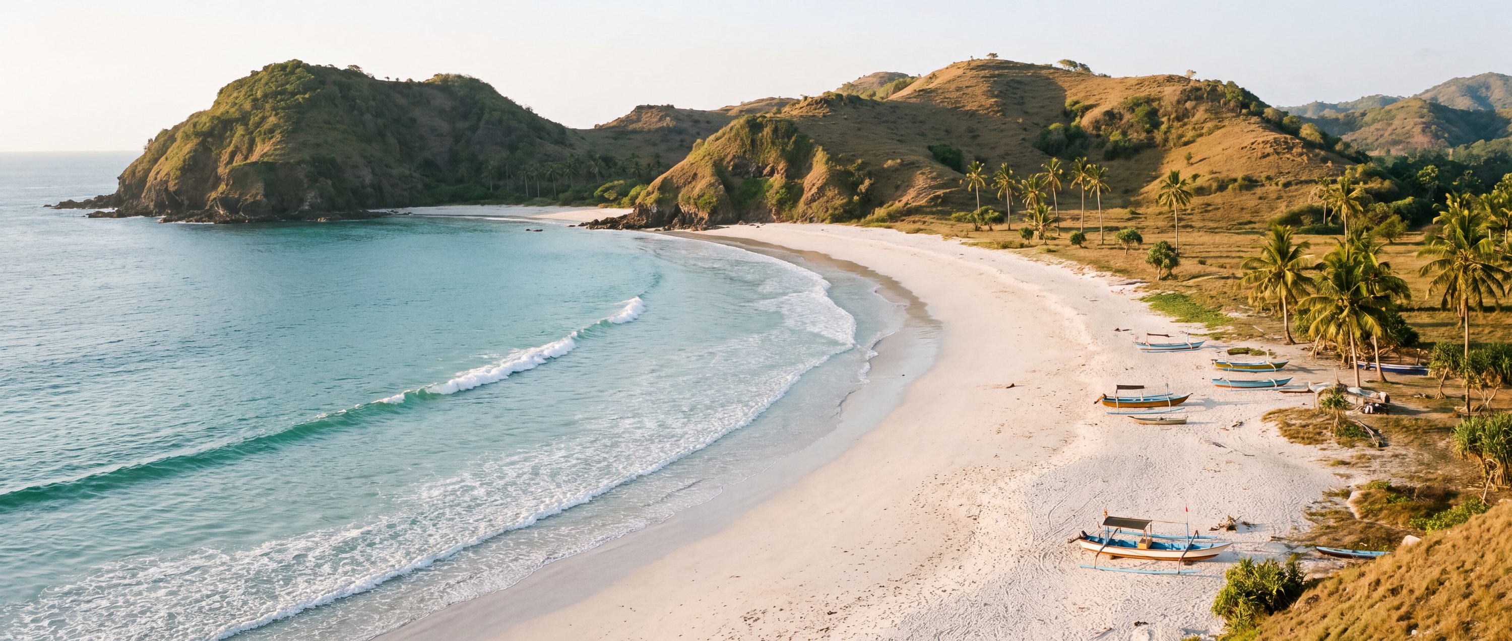 Wide view of Selong Belanak, West Nusa Tenggara.