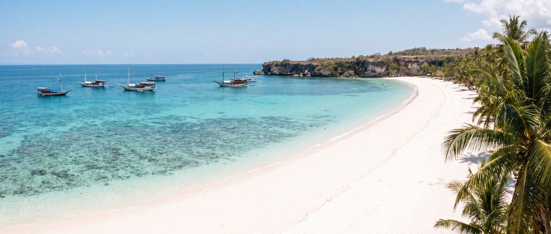 Wide view of Tanjung Bira Beach, South Sulawesi.