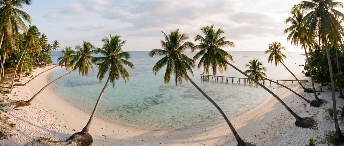Wide view of Tanjung Gelam Beach, Central Java.