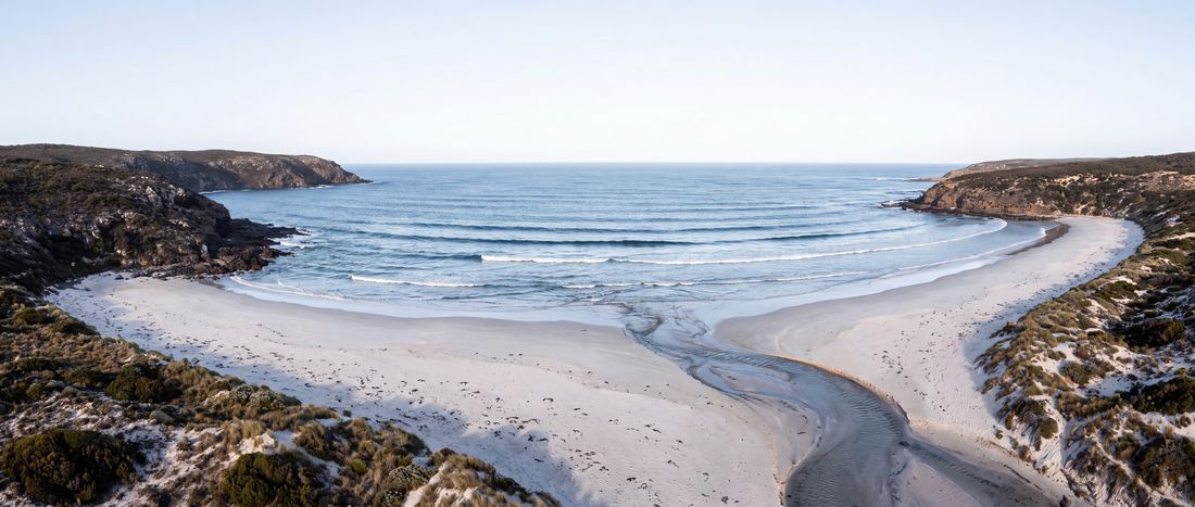 Wide view of Vivonne Bay, South Australia.