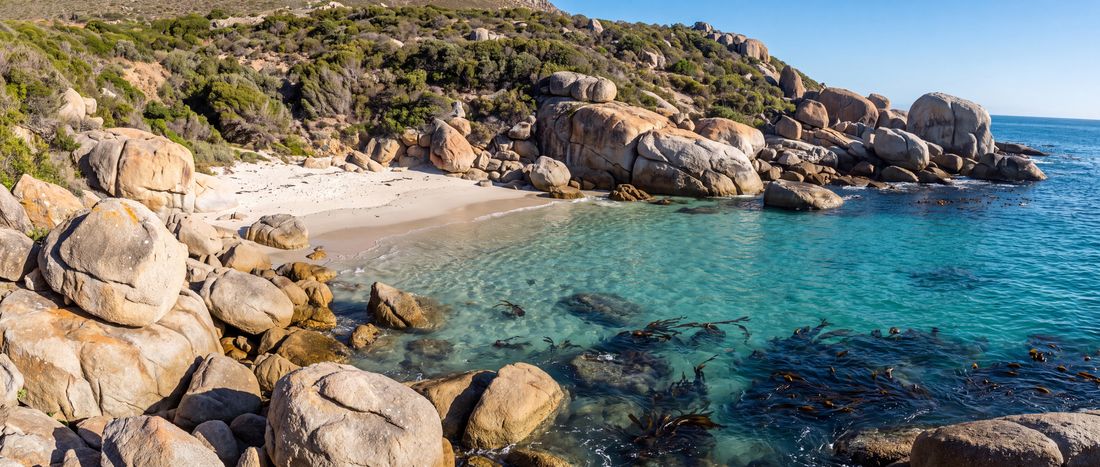 Wide view of Windmill Beach, Simon's Town, Western Cape.