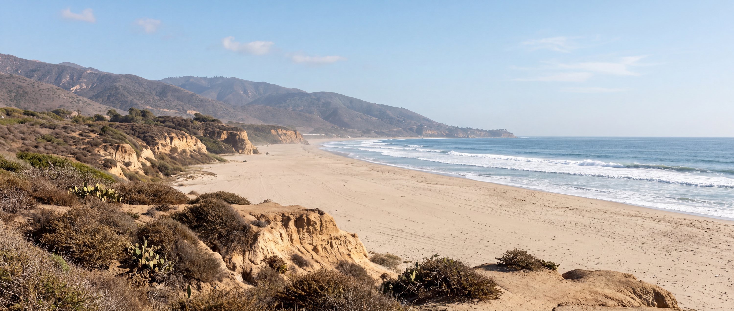 Wide view of Zuma Beach, Malibu, California.