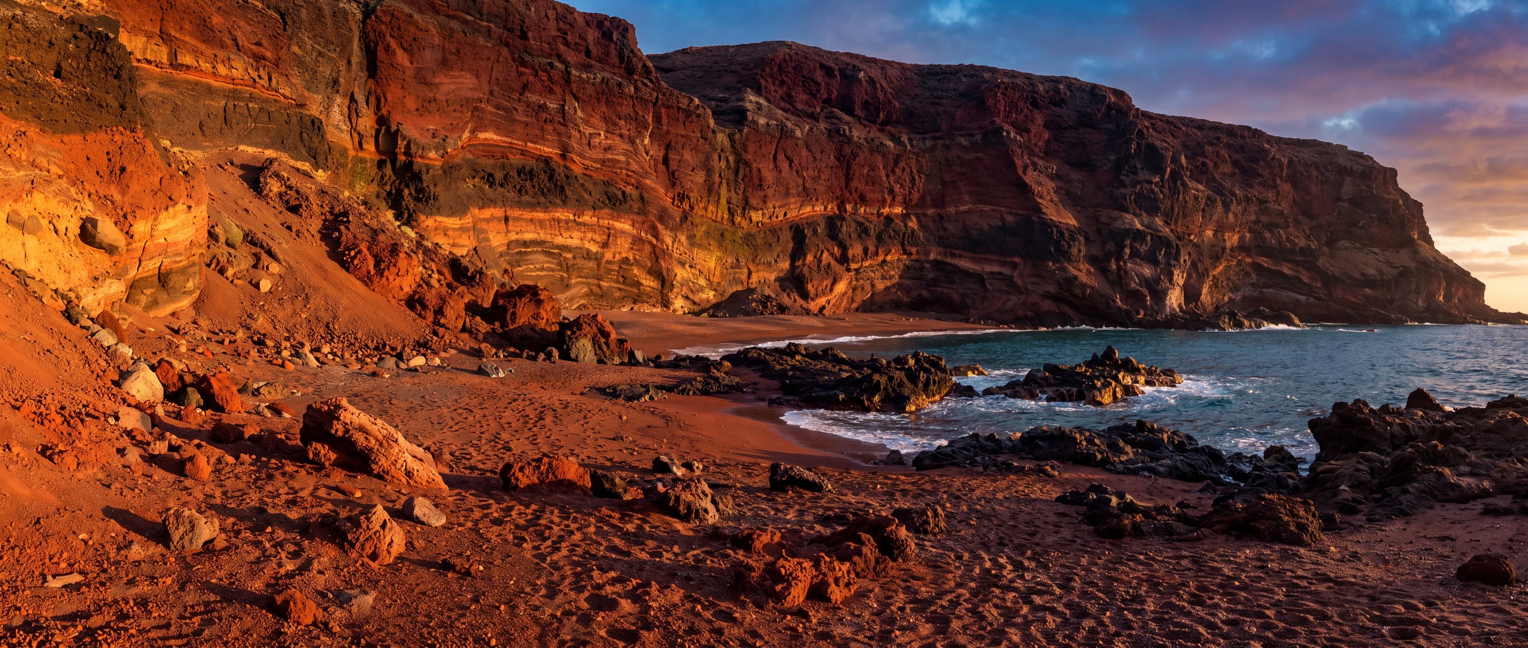 Red sand beaches